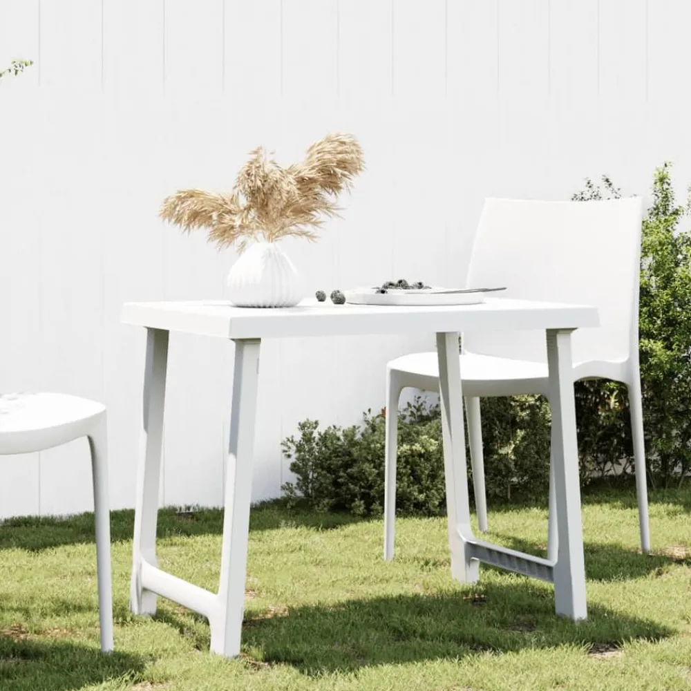 Tuinmeubelen*vidaXL Campingtafel hout-look 79x56x64 cm PP Wit