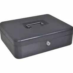Cash Box met slot Donkergrijs 30 x 24 x 9 cm Staal>vidaXL Clearance