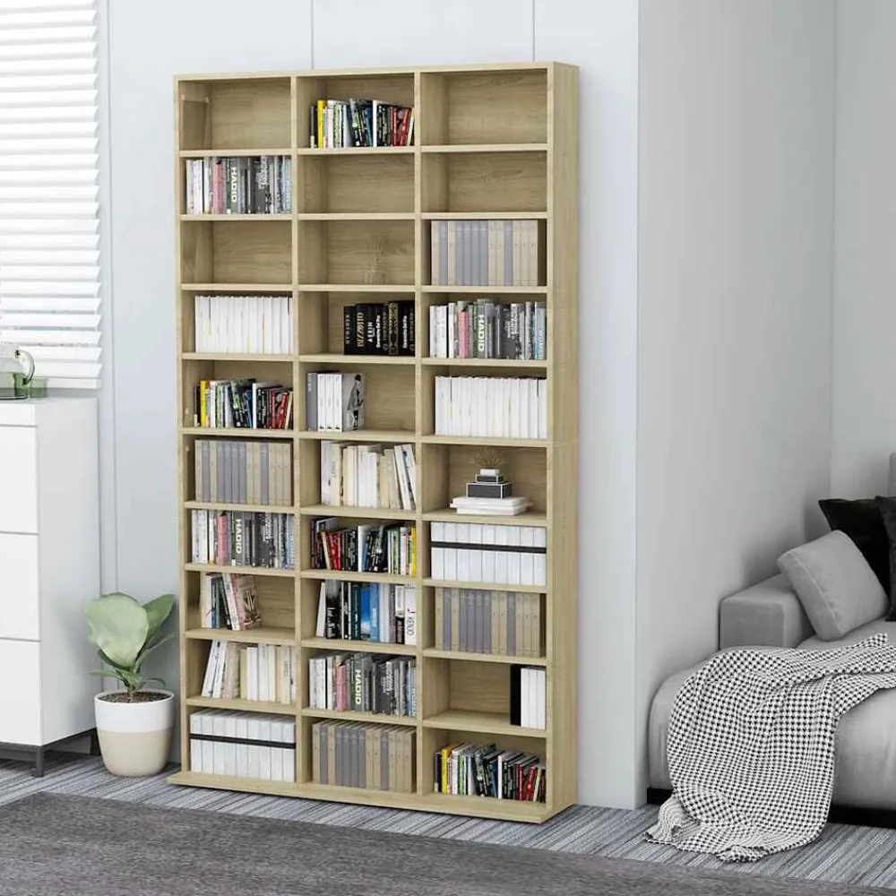 Kasten & Opbergmeubelen*vidaXL Cd-kast 102x23x177,5 cm bewerkt hout kleurig Sonoma eiken