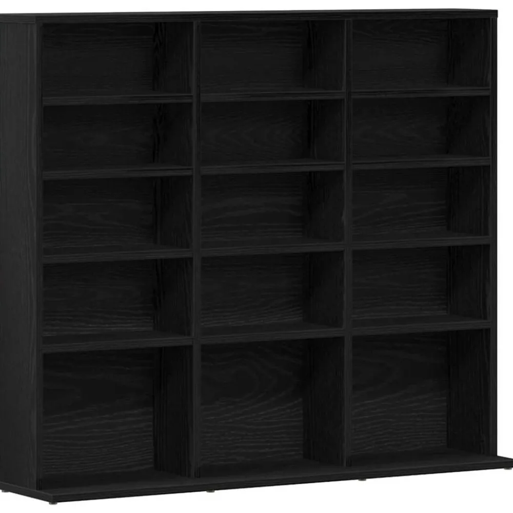 Kasten & Opbergmeubelen*vidaXL CD-kast 100x23x89,5 cm bewerkt hout kleurig Zwart eiken