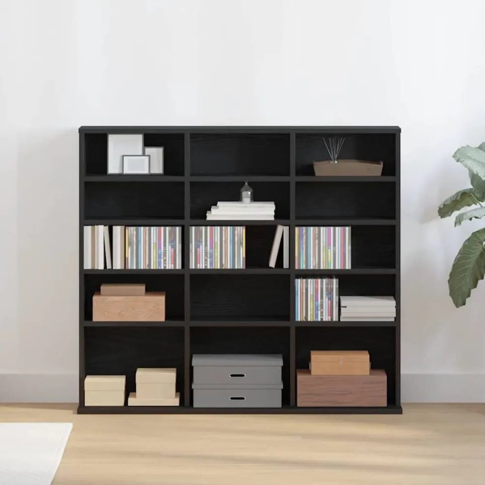 Kasten & Opbergmeubelen*vidaXL CD-kast 100x23x89,5 cm bewerkt hout kleurig Zwart eiken
