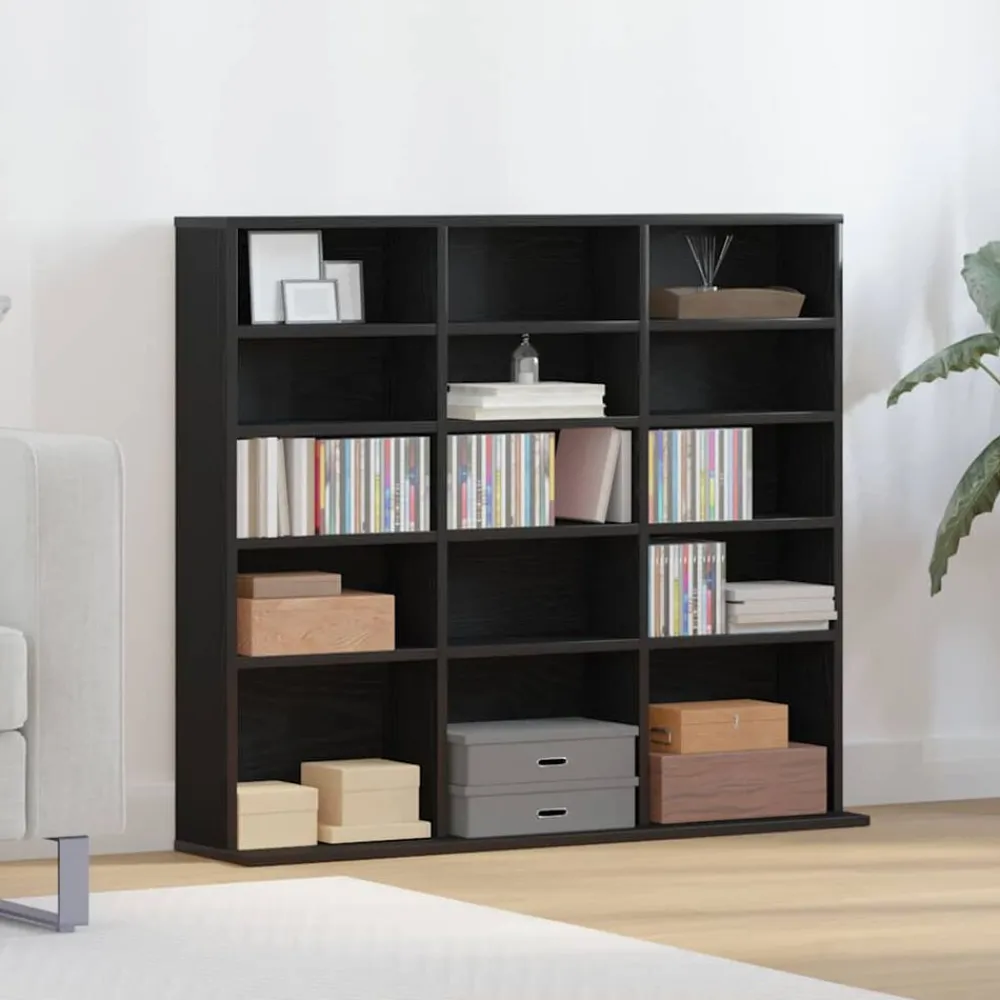 Kasten & Opbergmeubelen*vidaXL CD-kast 100x23x89,5 cm bewerkt hout kleurig Zwart eiken