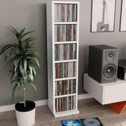 Kasten & Opbergmeubelen*vidaXL Cd-kast 21x20x88 cm bewerkt hout Wit