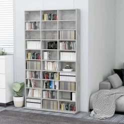 Kasten & Opbergmeubelen*vidaXL Cd-kast 102x16x177,5 cm bewerkt hout Betongrijs
