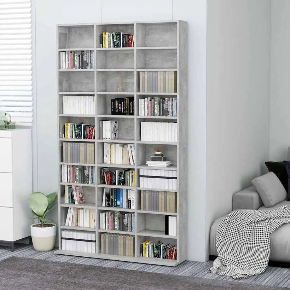 Kasten & Opbergmeubelen*vidaXL Cd-kast 102x16x177,5 cm bewerkt hout Betongrijs