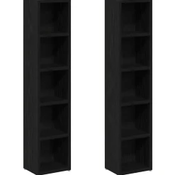 Kasten & Opbergmeubelen*vidaXL CD-kasten 2 st 21x16x93,5 cm spaanplaat kleurig Zwart eiken