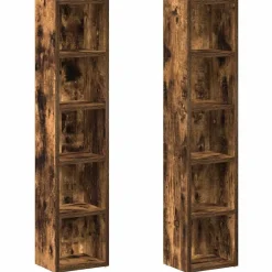 Kasten & Opbergmeubelen*vidaXL CD-kasten 2 st 21x16x93,5 cm bewerkt hout kleurig Gerookt eiken