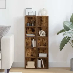 Kasten & Opbergmeubelen*vidaXL CD-kasten 2 st 21x16x93,5 cm bewerkt hout kleurig Gerookt eiken