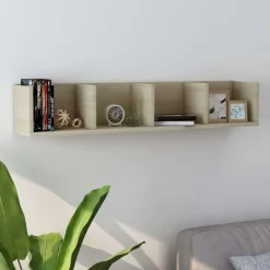 Boekenkasten & Wandplanken*vidaXL Cd-wandschap 100x18x18 cm bewerkt hout kleurig Sonoma eiken