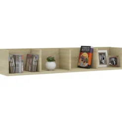 Boekenkasten & Wandplanken*vidaXL Cd-wandschap 100x18x18 cm bewerkt hout kleurig Sonoma eiken