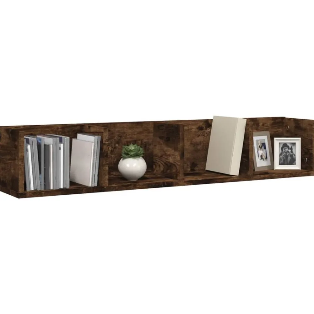 Boekenkasten & Wandplanken*vidaXL CD-wandschap 100x18x18 cm bewerkt hout kleurig Gerookt eiken