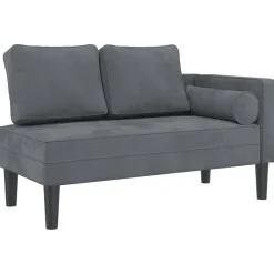 Stoelen*vidaXL Chaise longue met kussens fluweel Donkergrijs