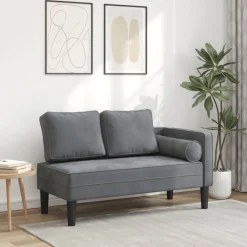 Stoelen*vidaXL Chaise longue met kussens fluweel Donkergrijs