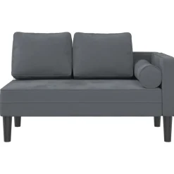 Stoelen*vidaXL Chaise longue met kussens fluweel Donkergrijs