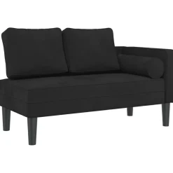 Stoelen*vidaXL Chaise longue met kussens fluweel Zwart