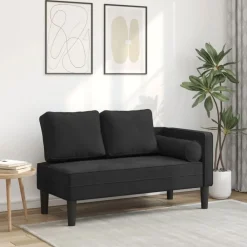 Stoelen*vidaXL Chaise longue met kussens fluweel Zwart