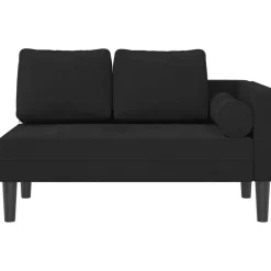 Stoelen*vidaXL Chaise longue met kussens fluweel Zwart
