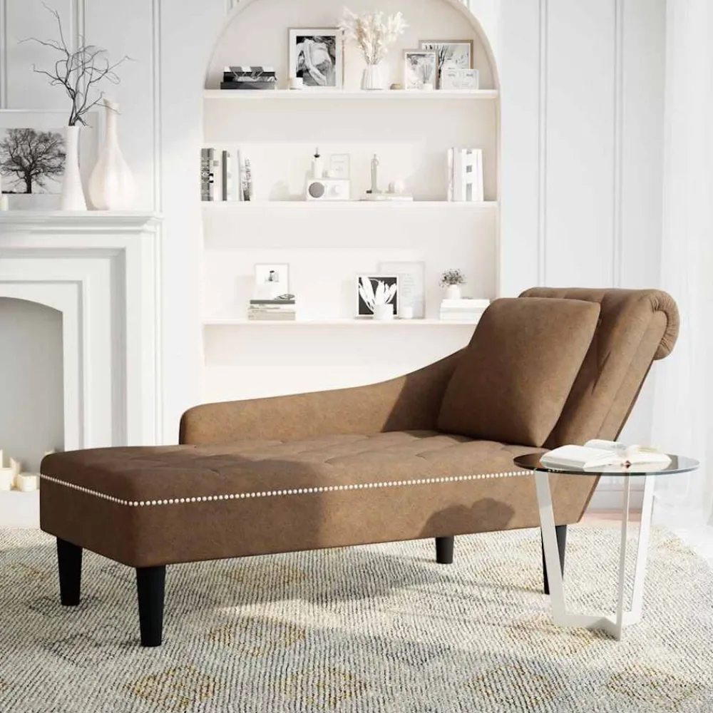 Chaise longue met kussen en rechterarmleuning kunstleer>vidaXL Outlet