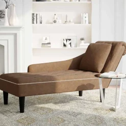 Chaise longue met kussen en rechterarmleuning kunstleer><noscript><img width=