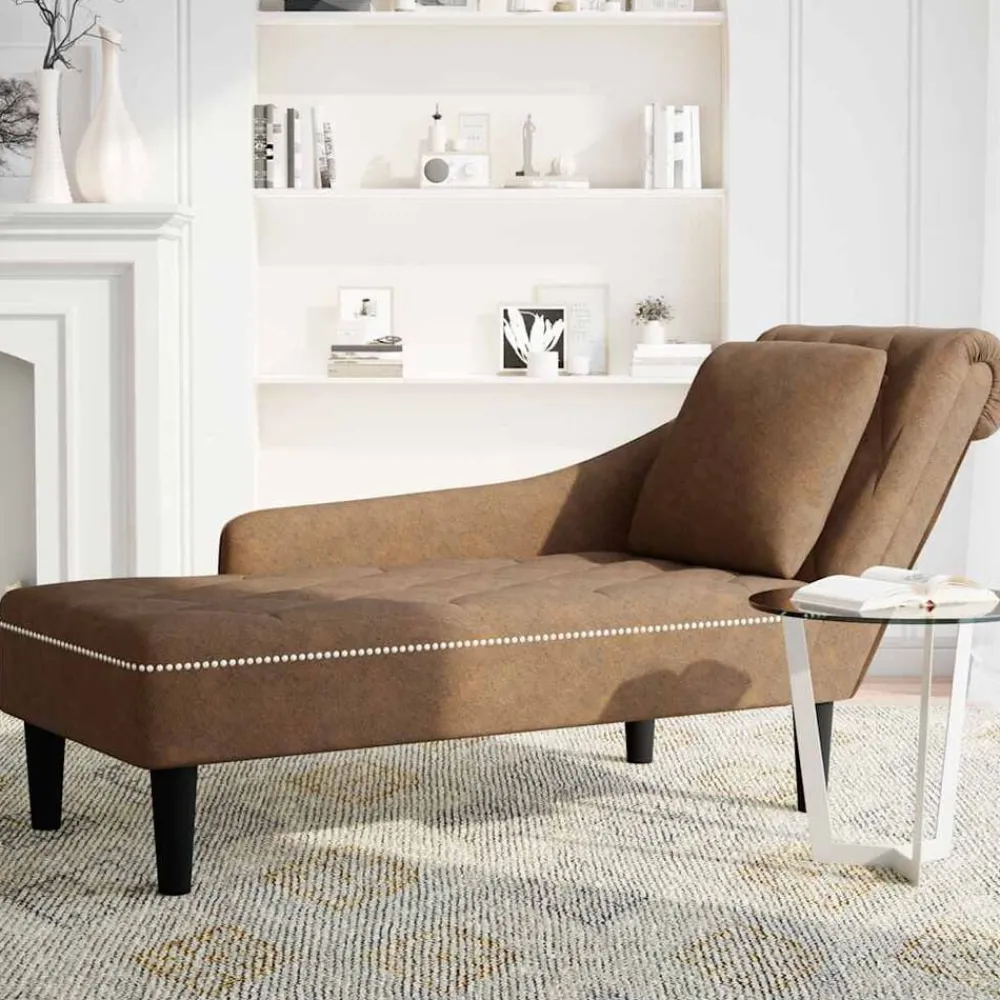 Chaise longue met kussen en rechterarmleuning kunstleer>vidaXL Outlet