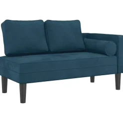 Stoelen*vidaXL Chaise longue met kussens fluweel Blauw