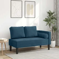 Stoelen*vidaXL Chaise longue met kussens fluweel Blauw