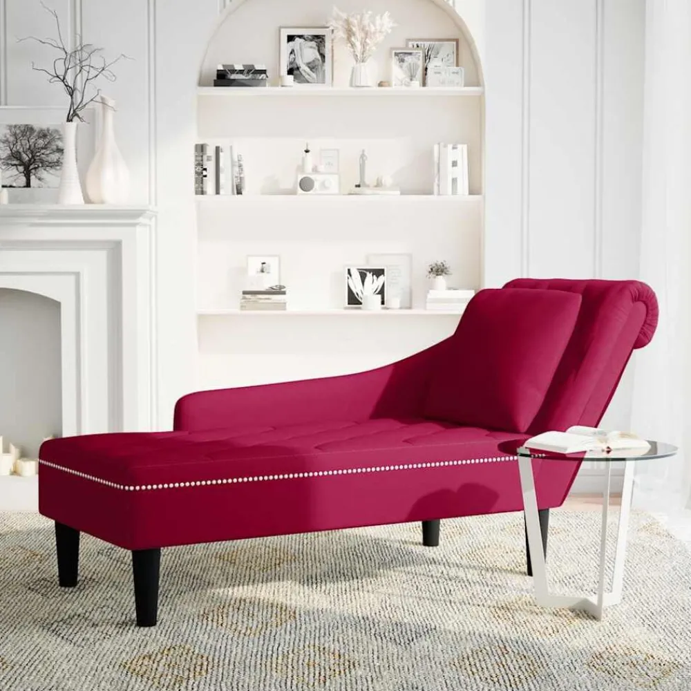 Chaise longue met kussen en rechterarmleuning fluweel>vidaXL Outlet