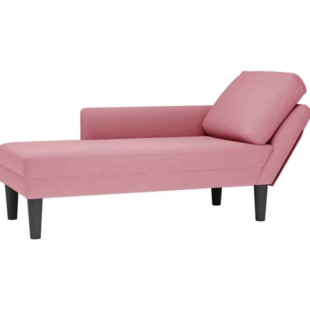 Stoelen*vidaXL Chaise longue met kussen en rechterarmleuning fluweel Roze