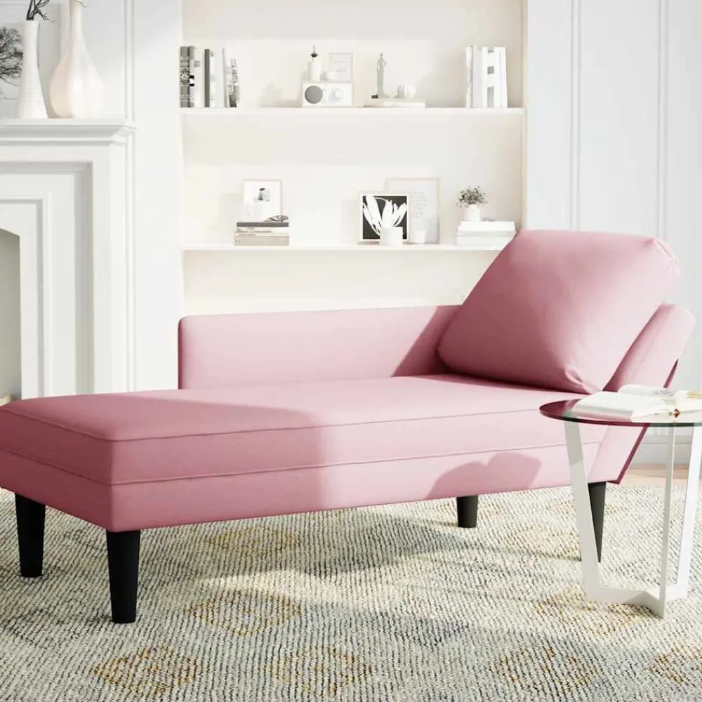 Stoelen*vidaXL Chaise longue met kussen en rechterarmleuning fluweel Roze