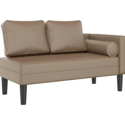 Stoelen*vidaXL Chaise longue met kussens kunstleer Cappuccino