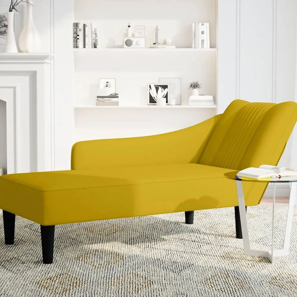 Stoelen*vidaXL Chaise longue met rechterarmleuning fluweel Geel