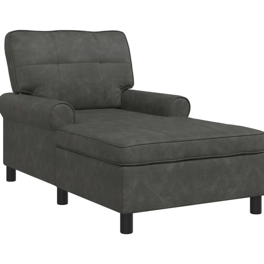 Stoelen*vidaXL Chaise Lounge met kussen 91 x 157 x 91 cm Nep Leer Zwart