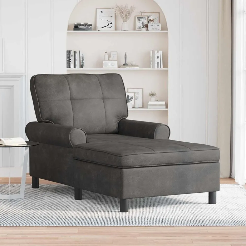 Stoelen*vidaXL Chaise Lounge met kussen 91 x 157 x 91 cm Nep Leer Zwart