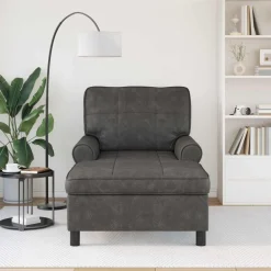 Stoelen*vidaXL Chaise Lounge met kussen 91 x 157 x 91 cm Nep Leer Zwart