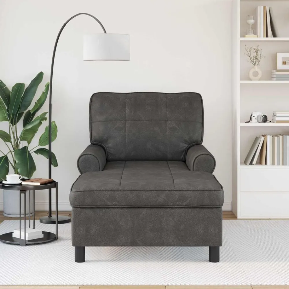 Stoelen*vidaXL Chaise Lounge met kussen 91 x 157 x 91 cm Nep Leer Zwart