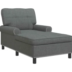 Stoelen*vidaXL Chaise Lounge met kussen 91 x 157 x 91 cm Stof Donkergrijs