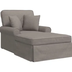 Stoelen*vidaXL Chaise Lounge met Rok met kussen met kussen 3 pcs Stof Taupe