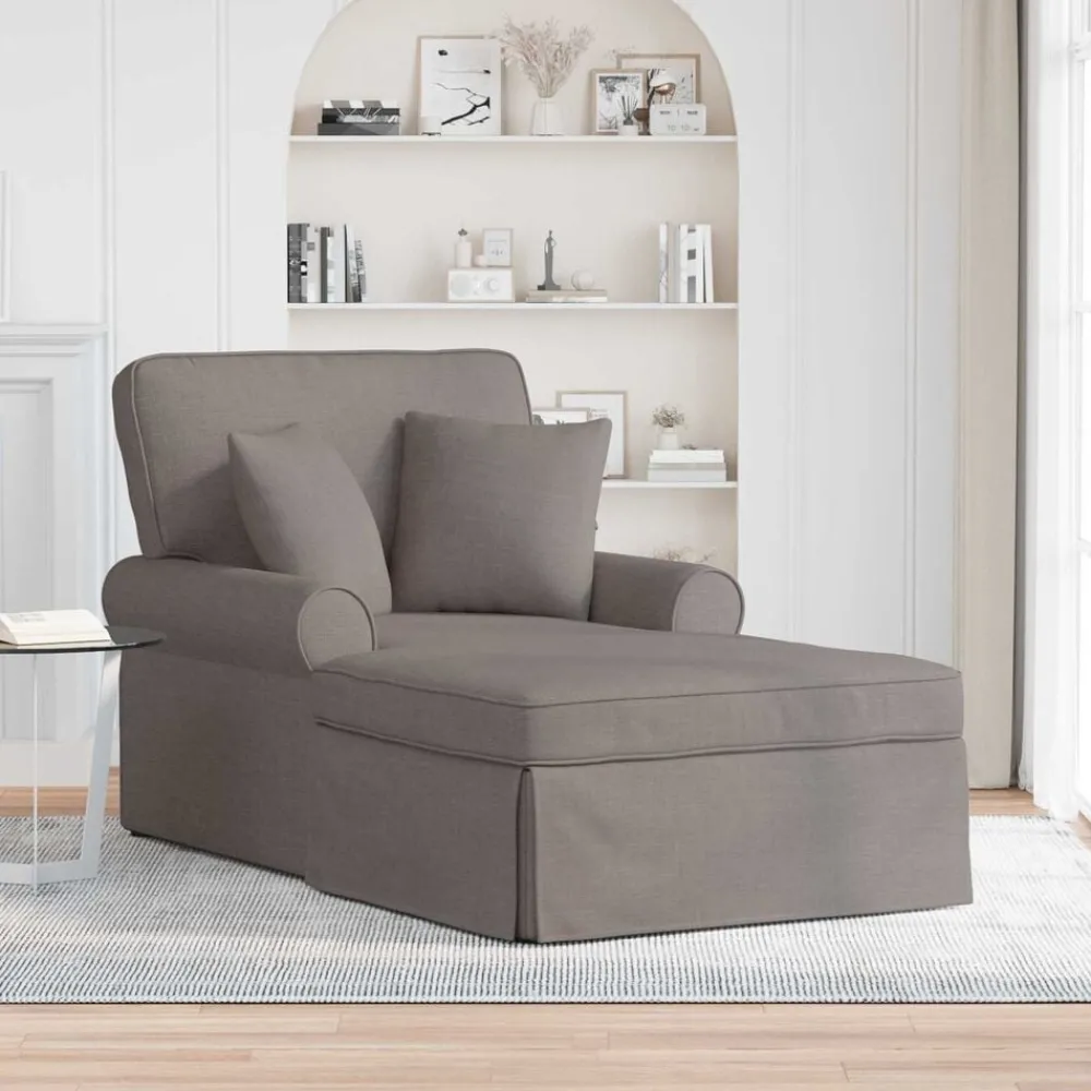 Stoelen*vidaXL Chaise Lounge met Rok met kussen met kussen 3 pcs Stof Taupe