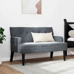 Bankjes*vidaXL Chesterfield Bank 112 x 65,5 x 75 cm Fluweel Donkergrijs