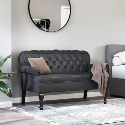 Chesterfield Bank 119,5 x 64,5 x 75 cm Nep Leer><noscript><img width=