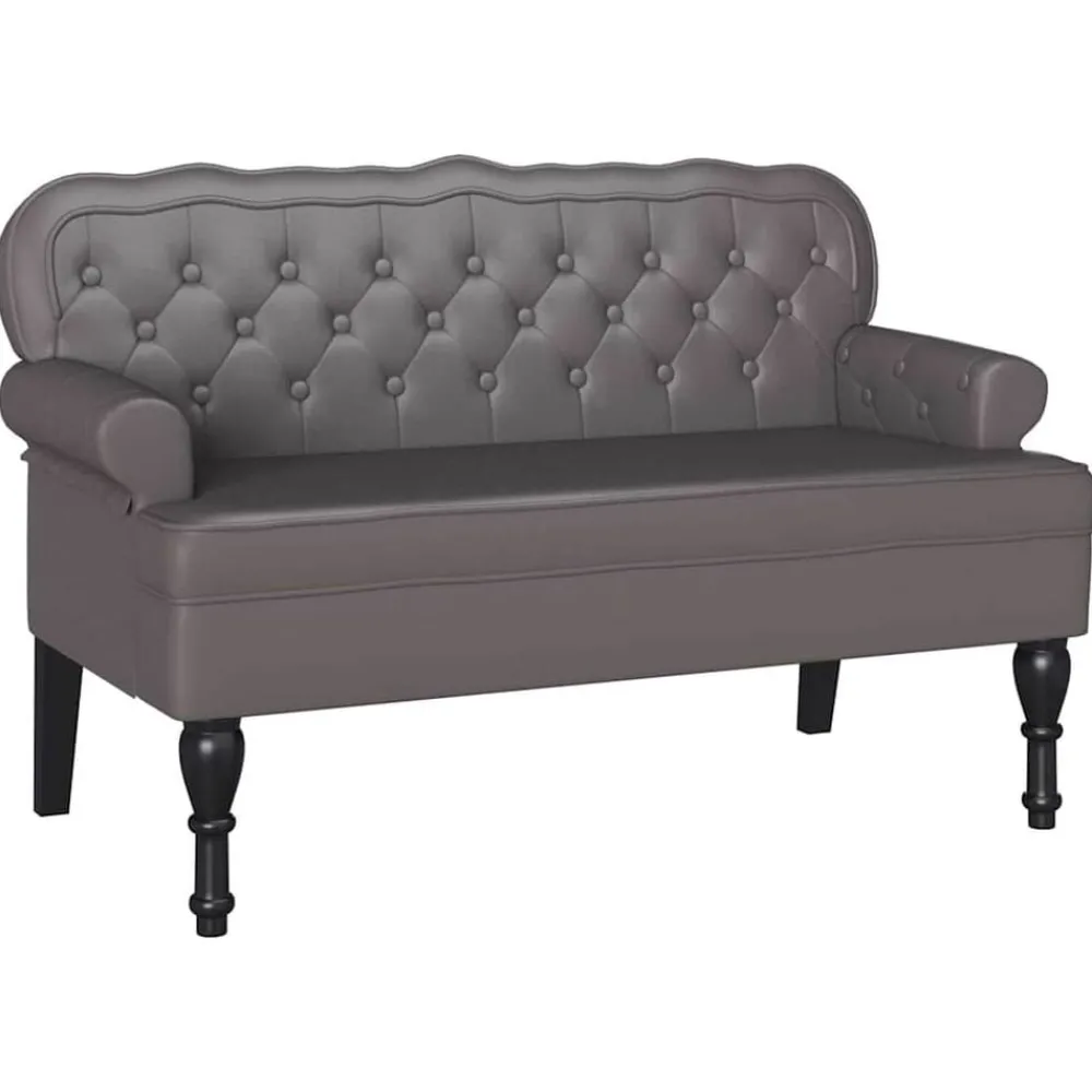 Bankjes*vidaXL Chesterfield Bank 119,5 x 64,5 x 75 cm Nep Leer Grijs