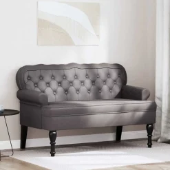 Bankjes*vidaXL Chesterfield Bank 119,5 x 64,5 x 75 cm Nep Leer Grijs