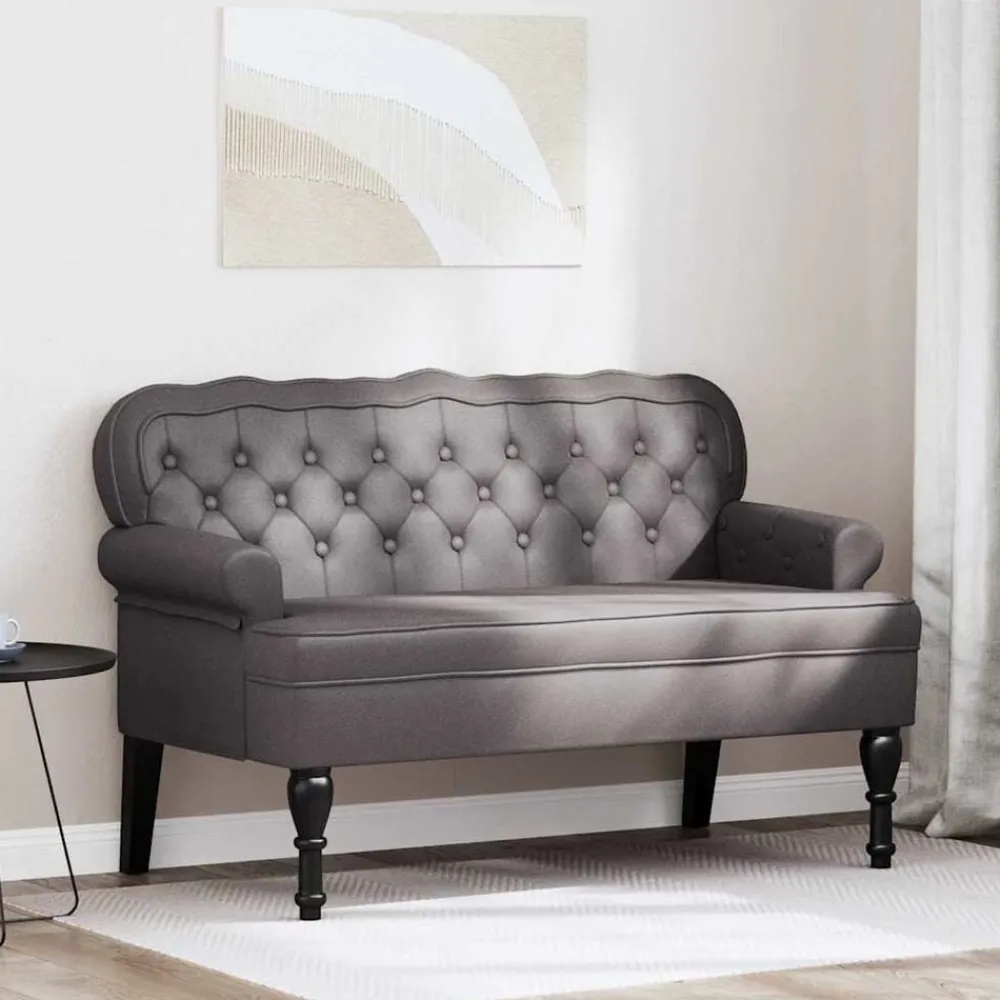 Bankjes*vidaXL Chesterfield Bank 119,5 x 64,5 x 75 cm Nep Leer Grijs