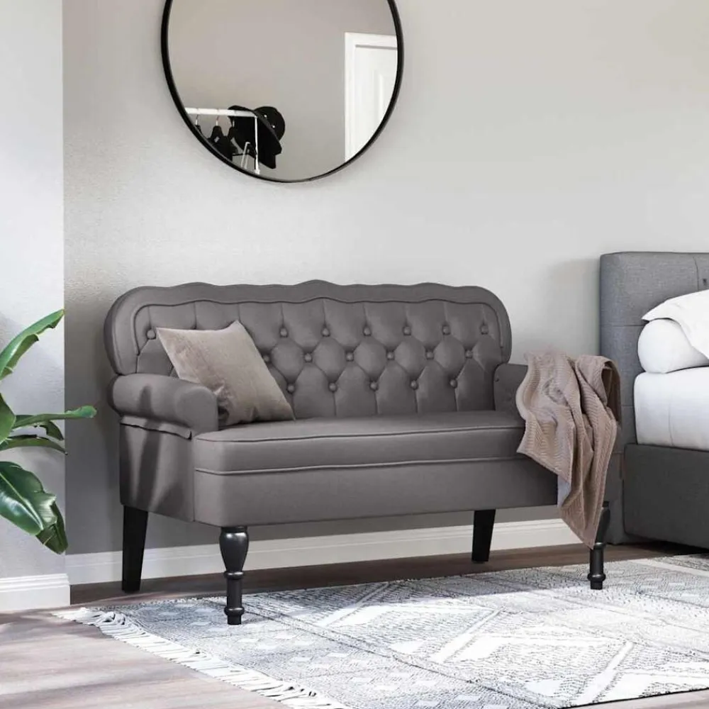 Bankjes*vidaXL Chesterfield Bank 119,5 x 64,5 x 75 cm Nep Leer Grijs