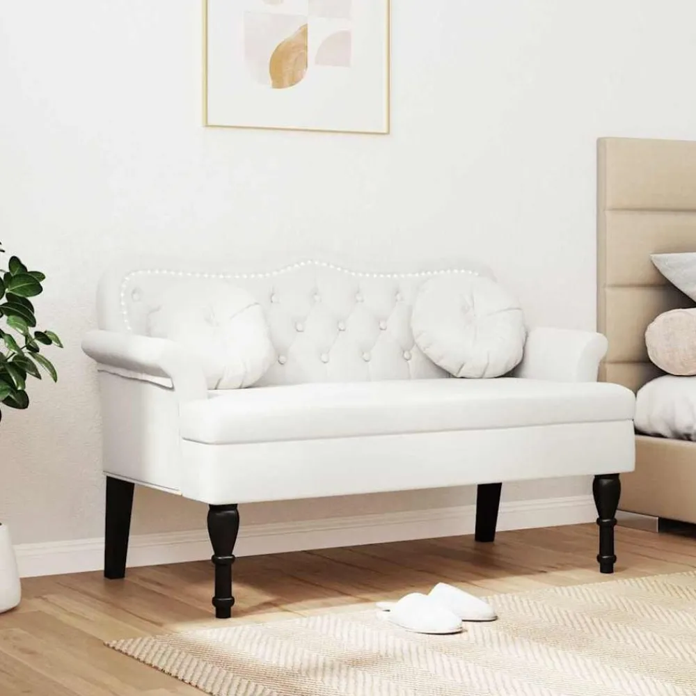 Chesterfield Bank met kussen 120,5 x 65 x 75 cm Nep Leer>vidaXL Sale