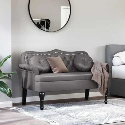 Chesterfield Bank met kussen 120,5 x 65 x 75 cm Nep Leer><noscript><img width=