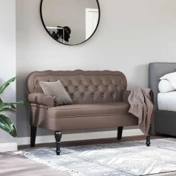 Chesterfield Bank 119,5 x 64,5 x 75 cm Nep Leer><noscript><img width=