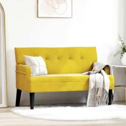 Bankjes*vidaXL Chesterfield Bank 112 x 65,5 x 75 cm Fluweel Geel