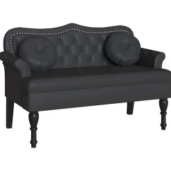 Bankjes*vidaXL Chesterfield Bank met kussen 120,5 x 65 x 75 cm Nep Leer Zwart