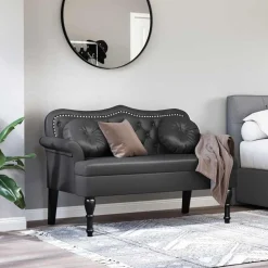 Bankjes*vidaXL Chesterfield Bank met kussen 120,5 x 65 x 75 cm Nep Leer Zwart